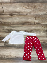 2pc Ruffle Trim Shirt & Pants White/Red sz 12-18m