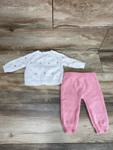 Little Me 2pc Cardigan & Pants White/Pink sz 6m