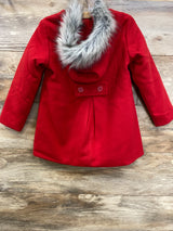 Cat & Jack Faux Fur Lined Pea Coat Dress Red sz 5T