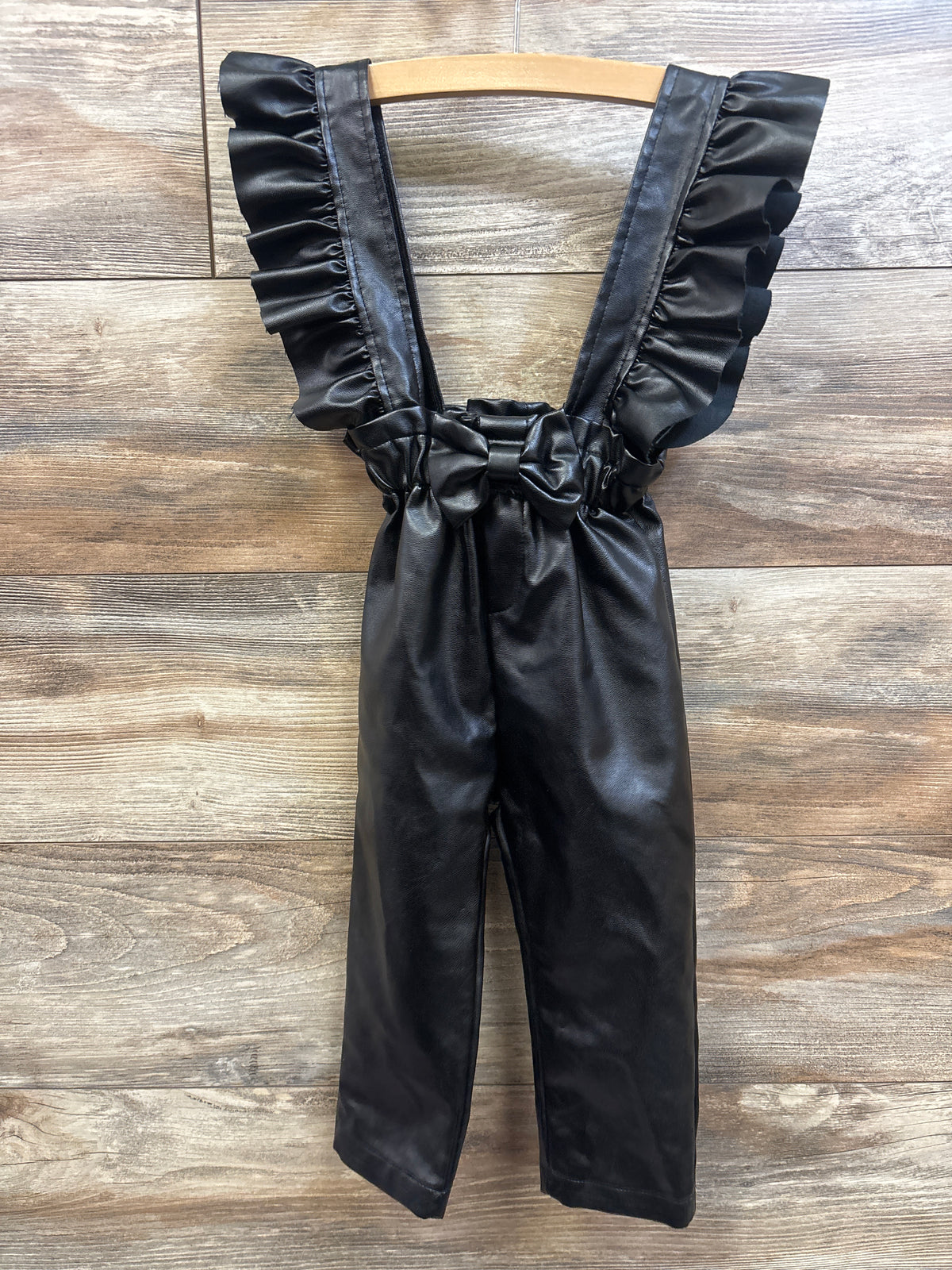 Shein Faux Leather Overall Pants Black sz 2/3T