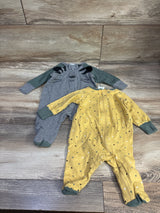 Gerber 2pk Sleepers Grey sz Newborn