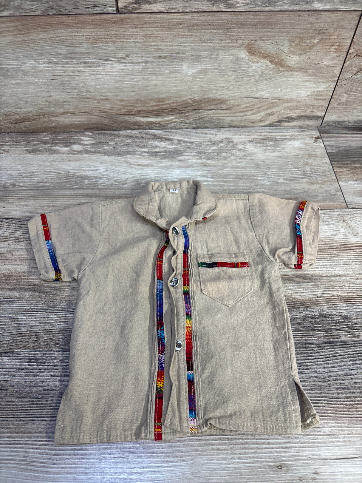 Guayabera Button-Up Shirt Beige sz 6-9m