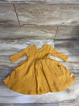 Ruffle Butts Waffle Knit Long Sleeve Twirl Dress Mustard sz 2T