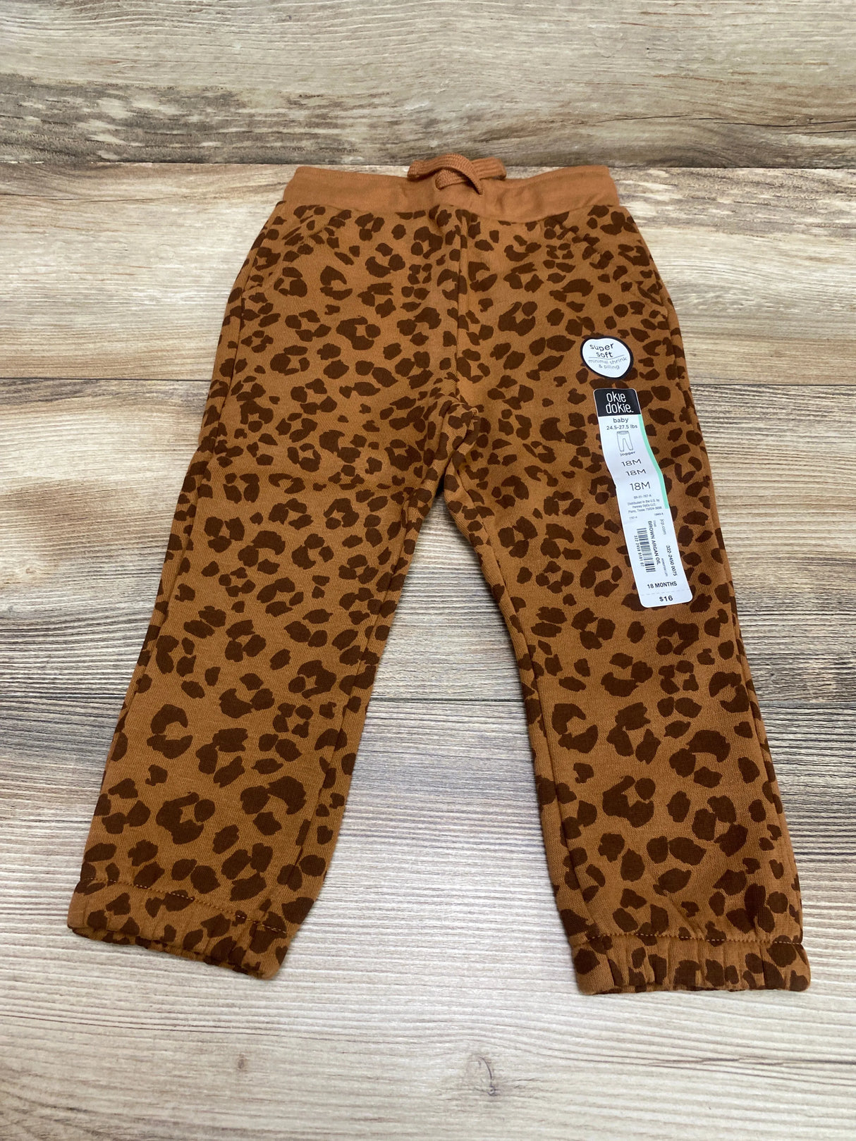 NEW Okie Dokie Brown Leopard Print Jogger Pant sz 18m