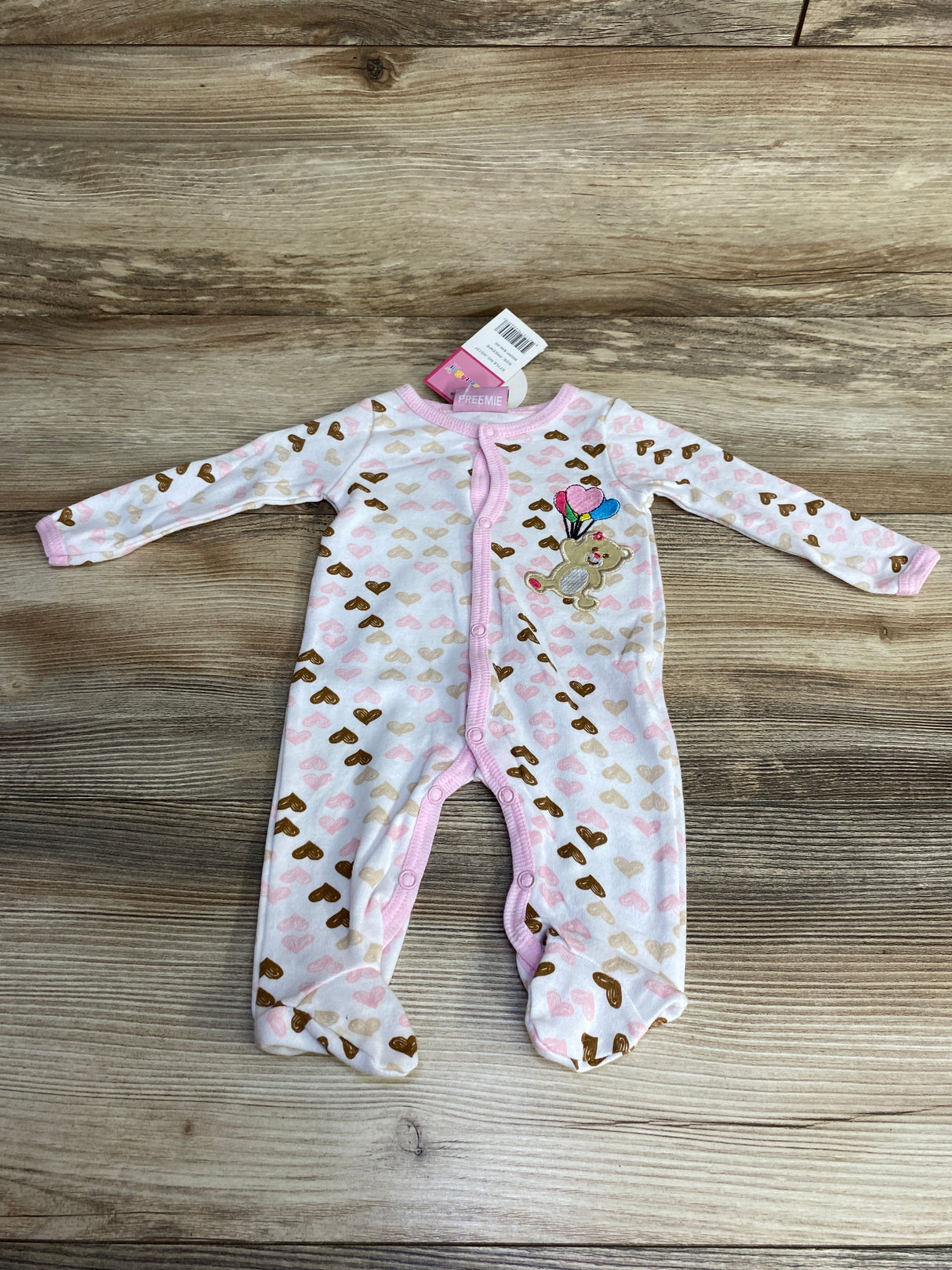 NEW Sweet & Soft Heart Print Sleeper White sz Preemie