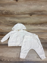 Carter's 2pc Terry Cloth Full Zip Hoodie & Joggers Set White sz 3m