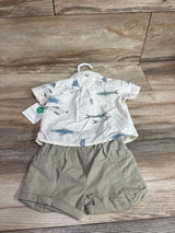 NEW Little Planet 2Pc Organic Fish Print Set Ivory sz 3m