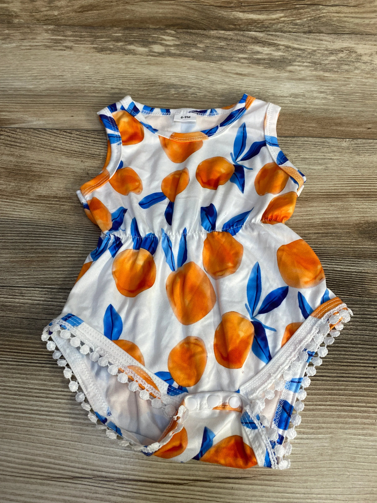 Peach Print Tank Romper White sz 6-9m - Me n Mommy To Be