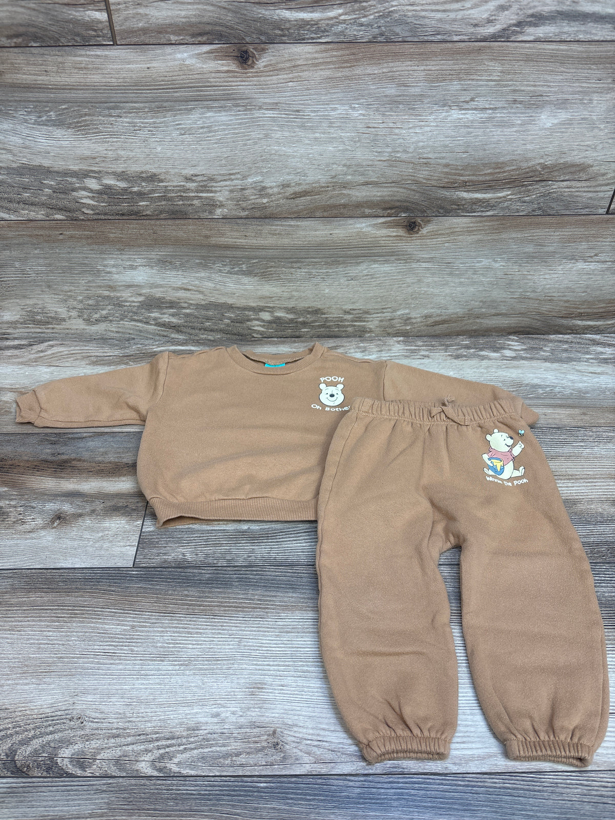 Disney Baby 2pc Winnie The Pooh Sweatshirt & Joggers Tan sz 12-18m
