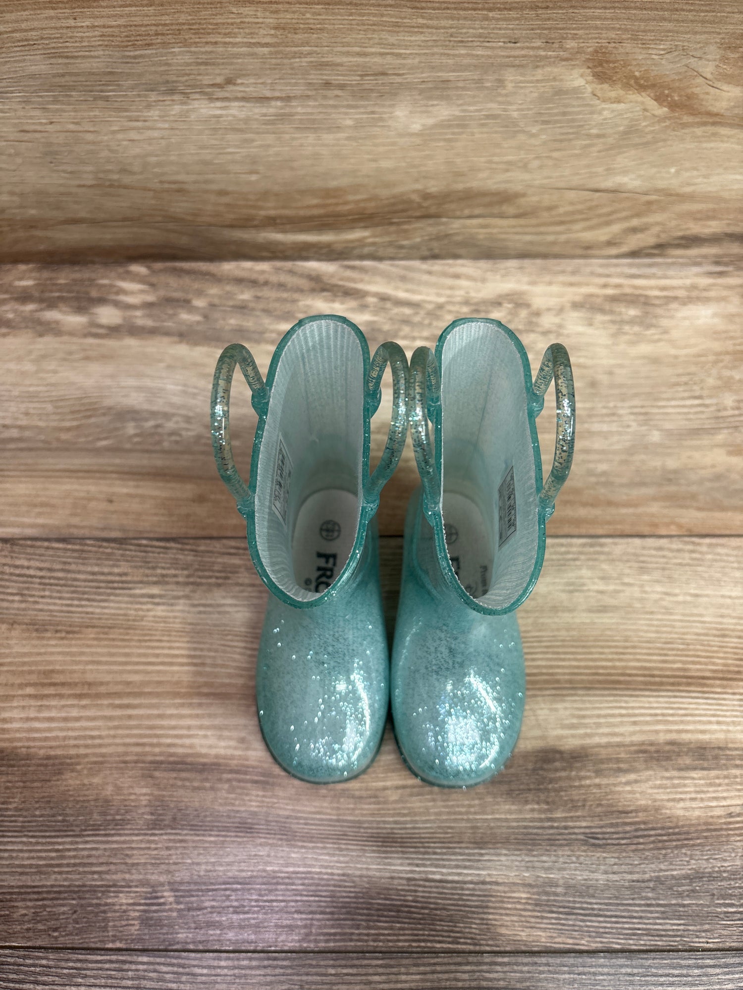 Disney Store Exclusive Elsa Wellington Boots Seafoam Glitter sz 6c