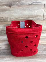 Red polka dot felt storage bin for kids toys or baby gear, perfect for nursery organization