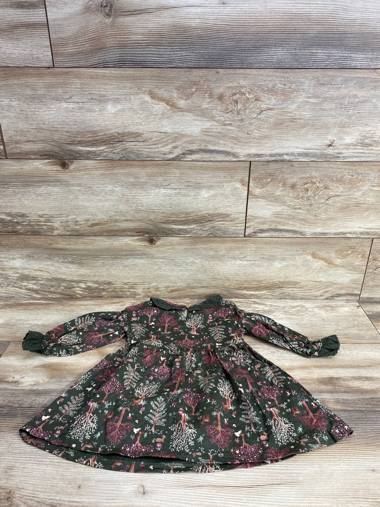 Modern Moments Nature Print Dress Olive sz 18m