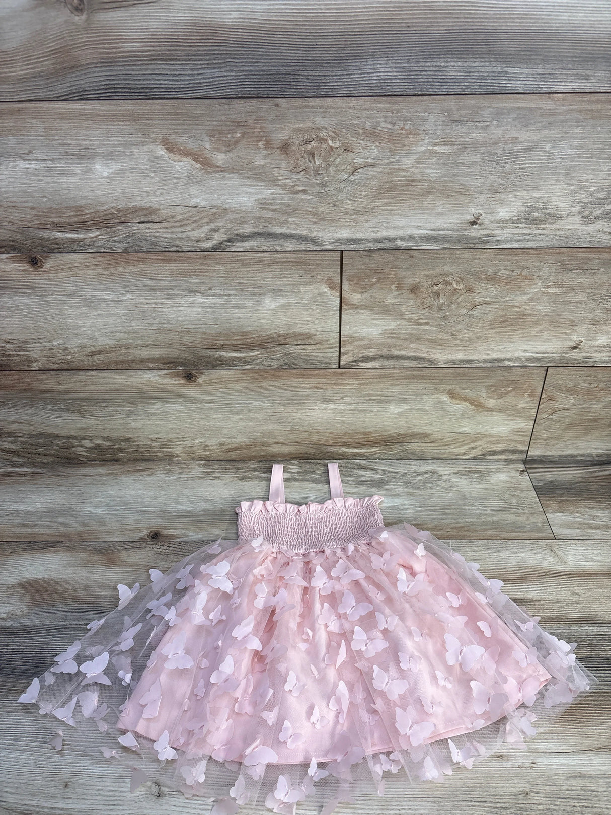 Shein Smocked Butterfly Dress Pink sz 18-24m