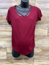 Boohoo Cross Front Shirt Red sz Small