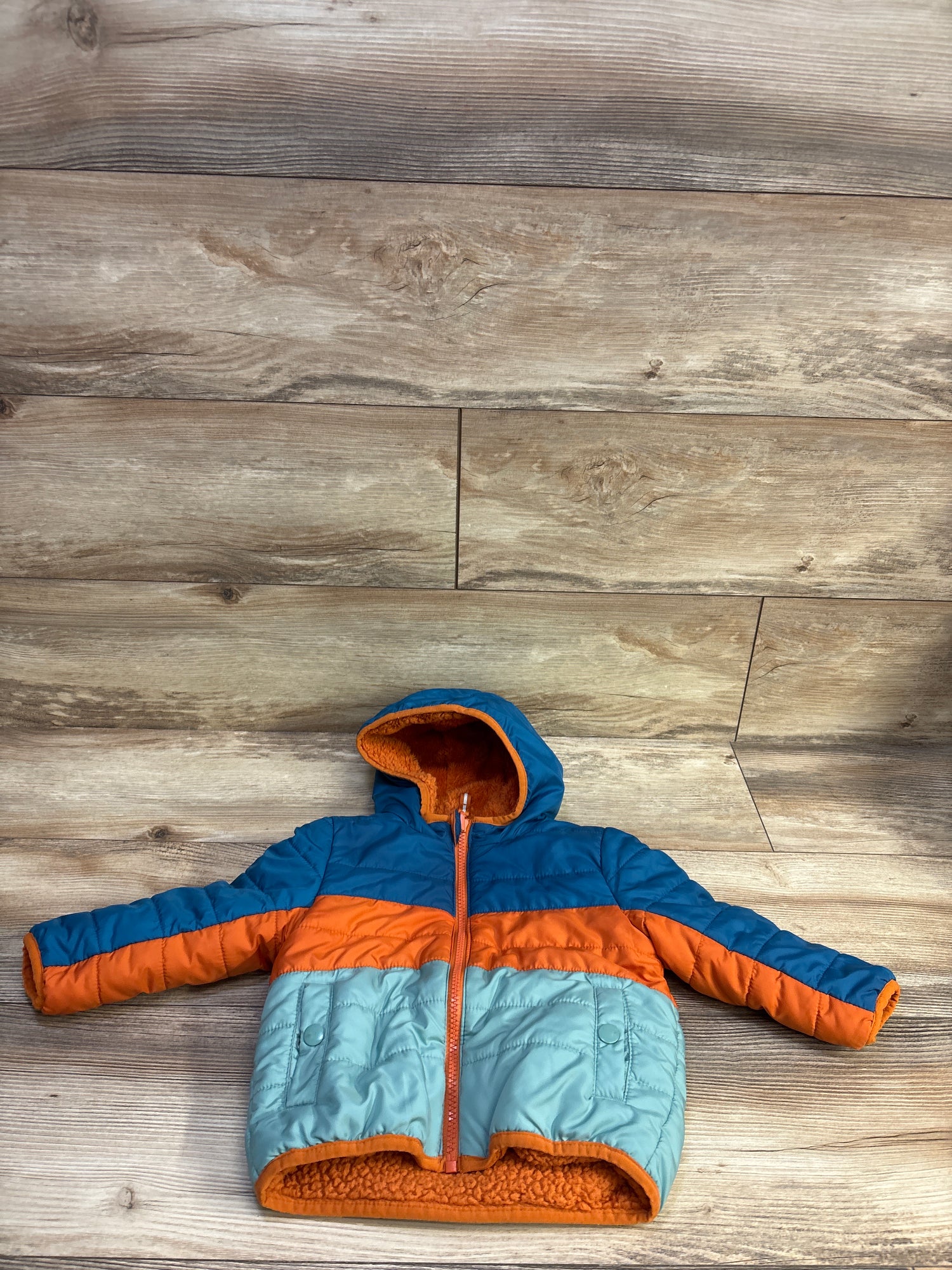 Cat & Jack Reversible Puffer Jacket Orange sz 18m