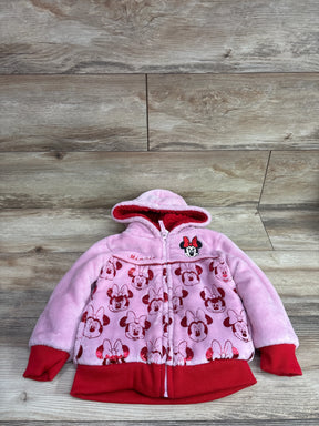 Pink Disney Junior Minnie Mouse sherpa plush full-zip jacket for toddlers size 3T