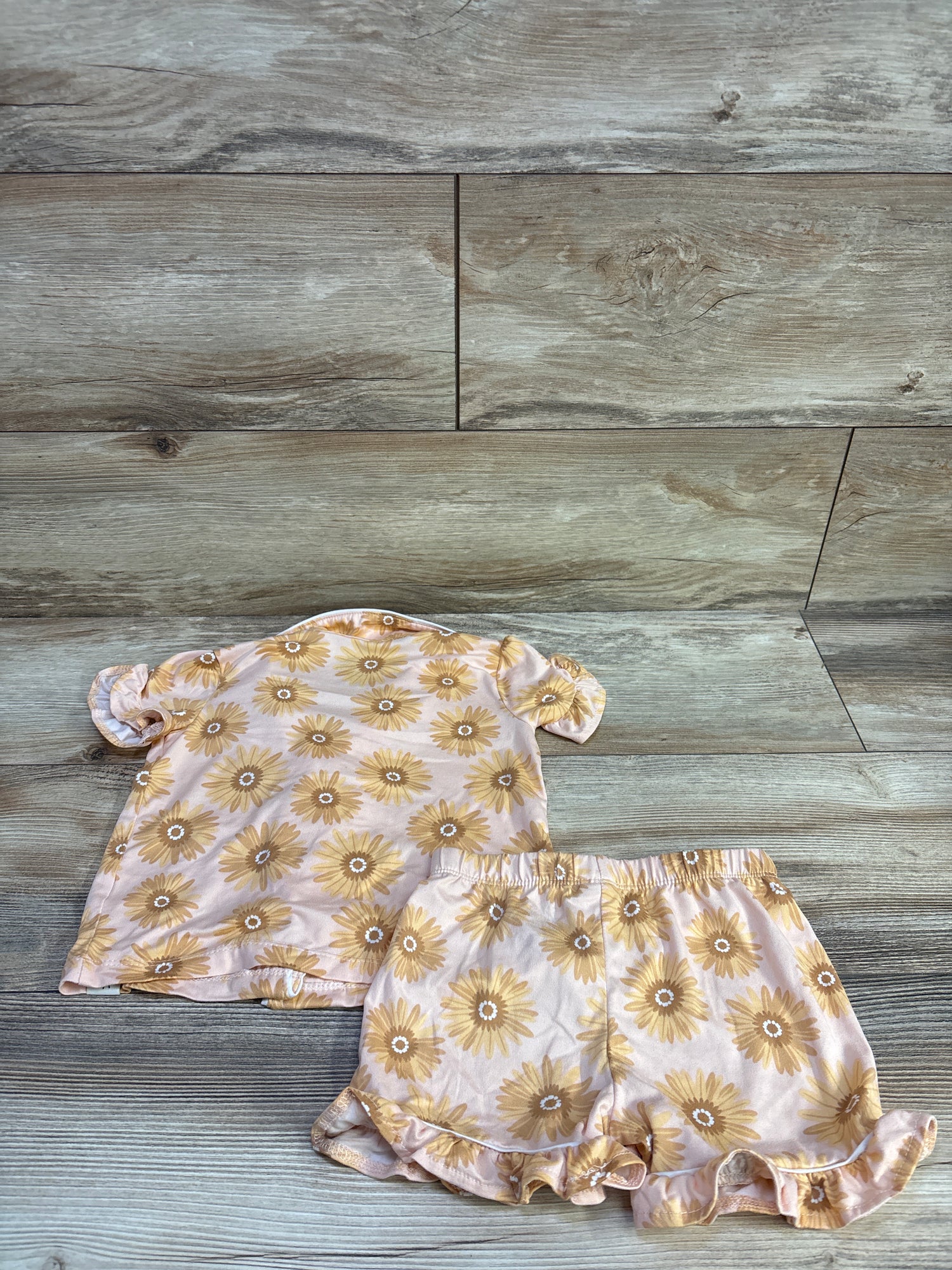 Wonderluxe 2pc Floral Coat Style Pajama Set Peach sz 2T