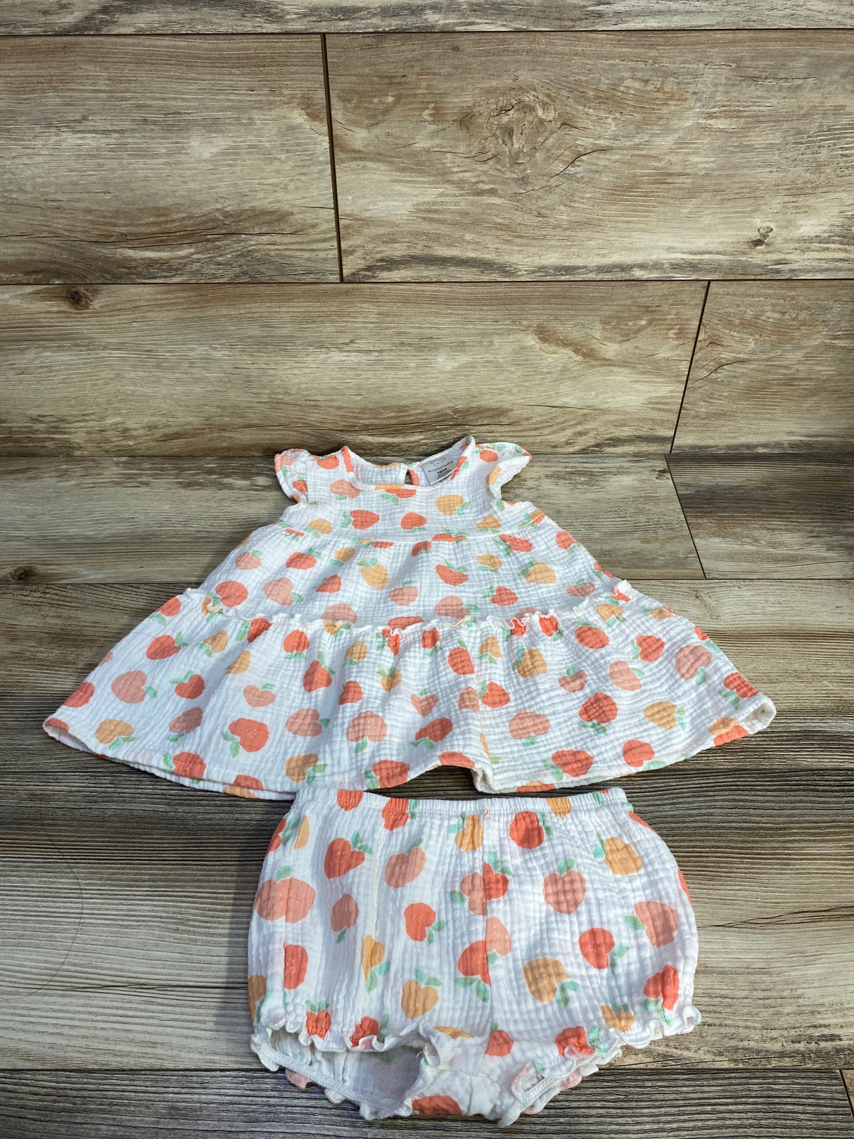 Koala Baby 2pc Peach Print Gauze Dress & Bloomers Set White sz 18m