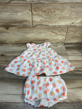 Koala Baby 2pc Peach Print Gauze Dress & Bloomers Set White sz 18m