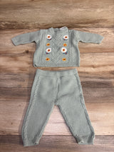 Nicole Miller 2pc Chunky Knit Sweater Set Sage sz 6-9m