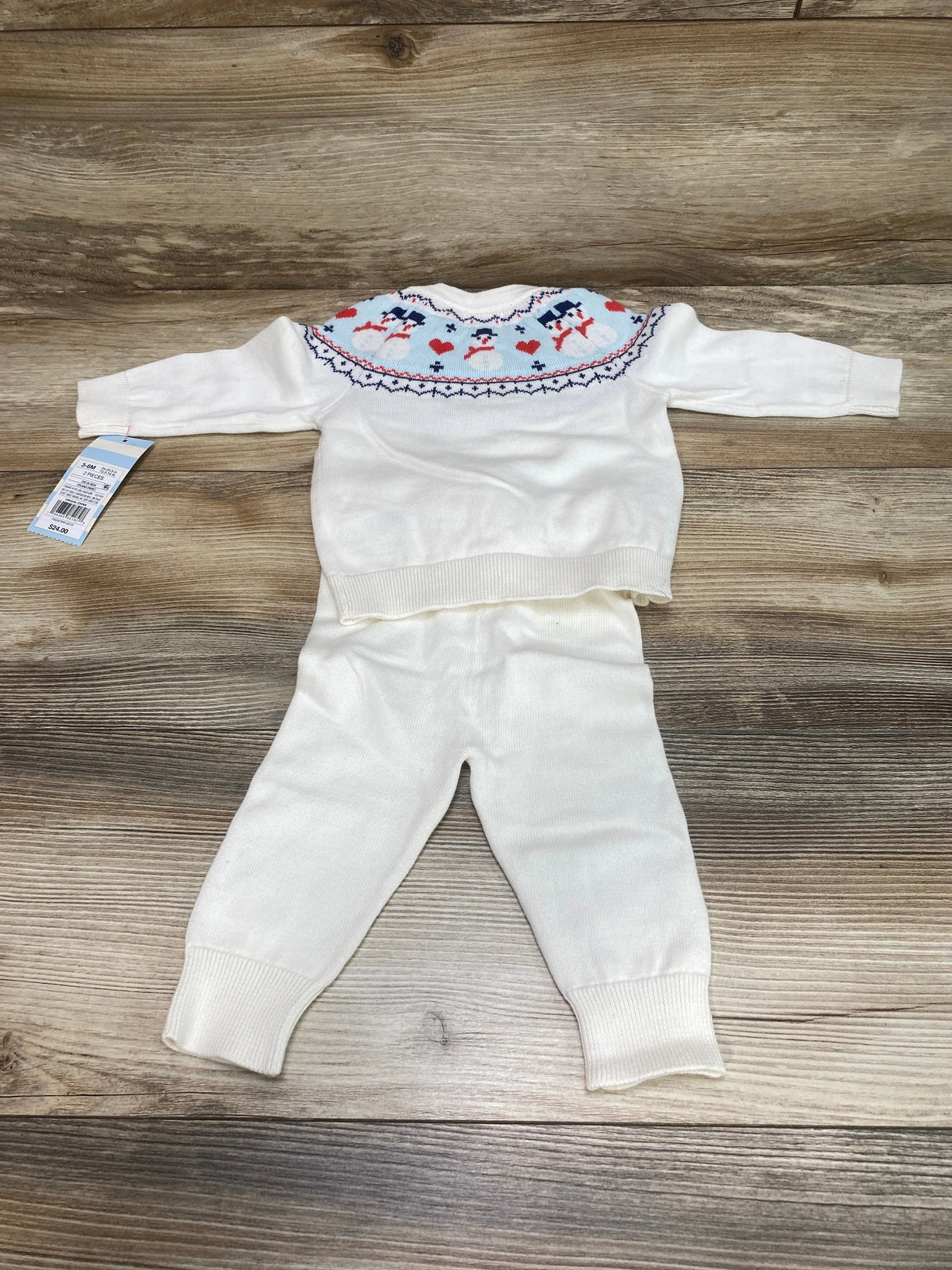 NEW Cat & Jack 2pc Snowman Fair Isle Sweater Set White sz 3-6m - Me n Mommy To Be