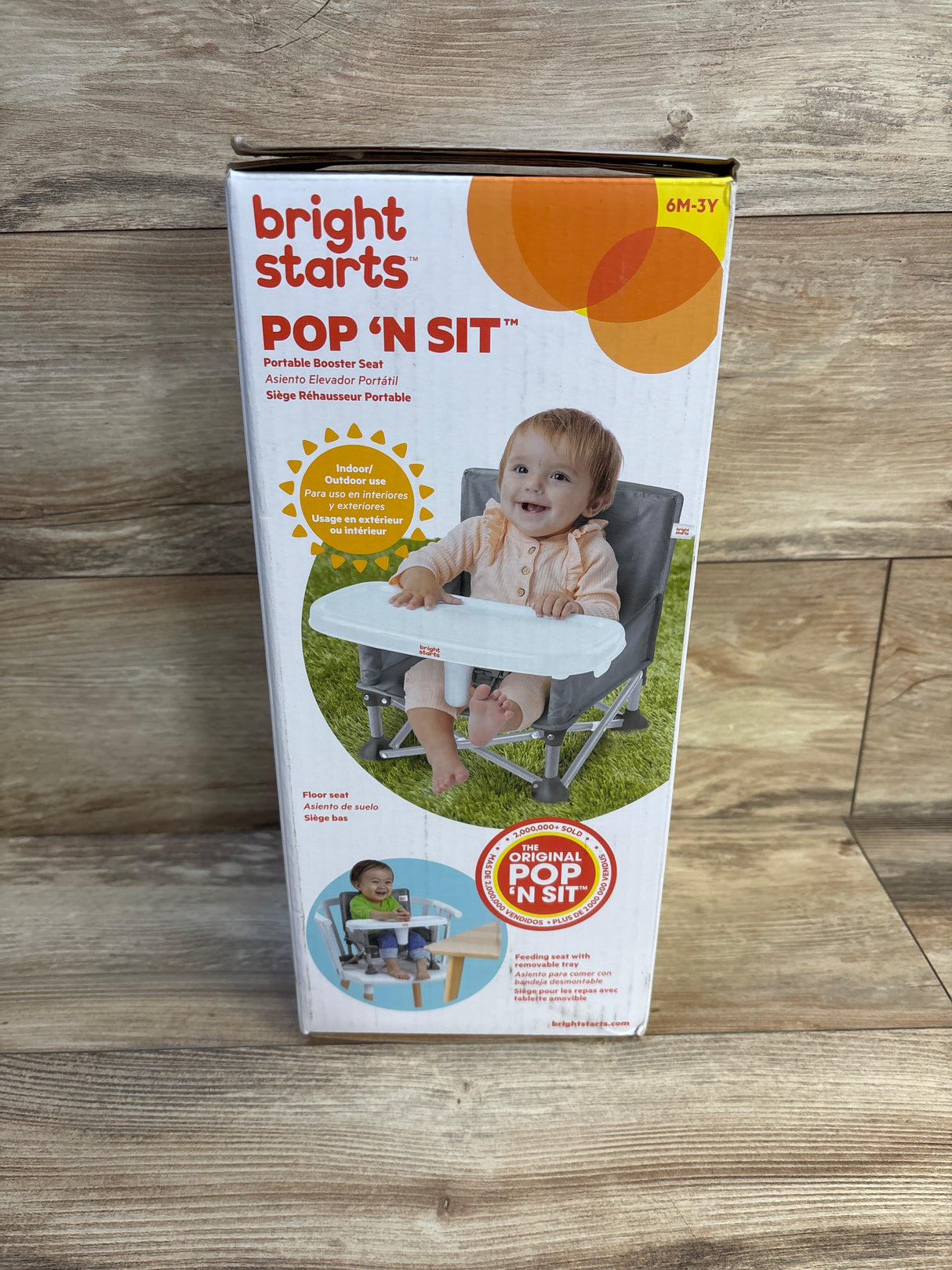 NEW Bright Starts Pop N Sit Portable Booster Seat Grey
