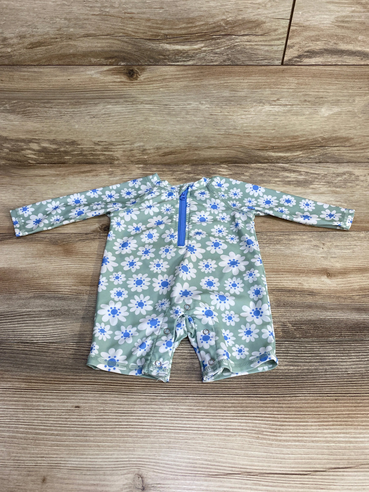 Wonder Nation Floral Rashguard Swimsuit Green sz 0-3m