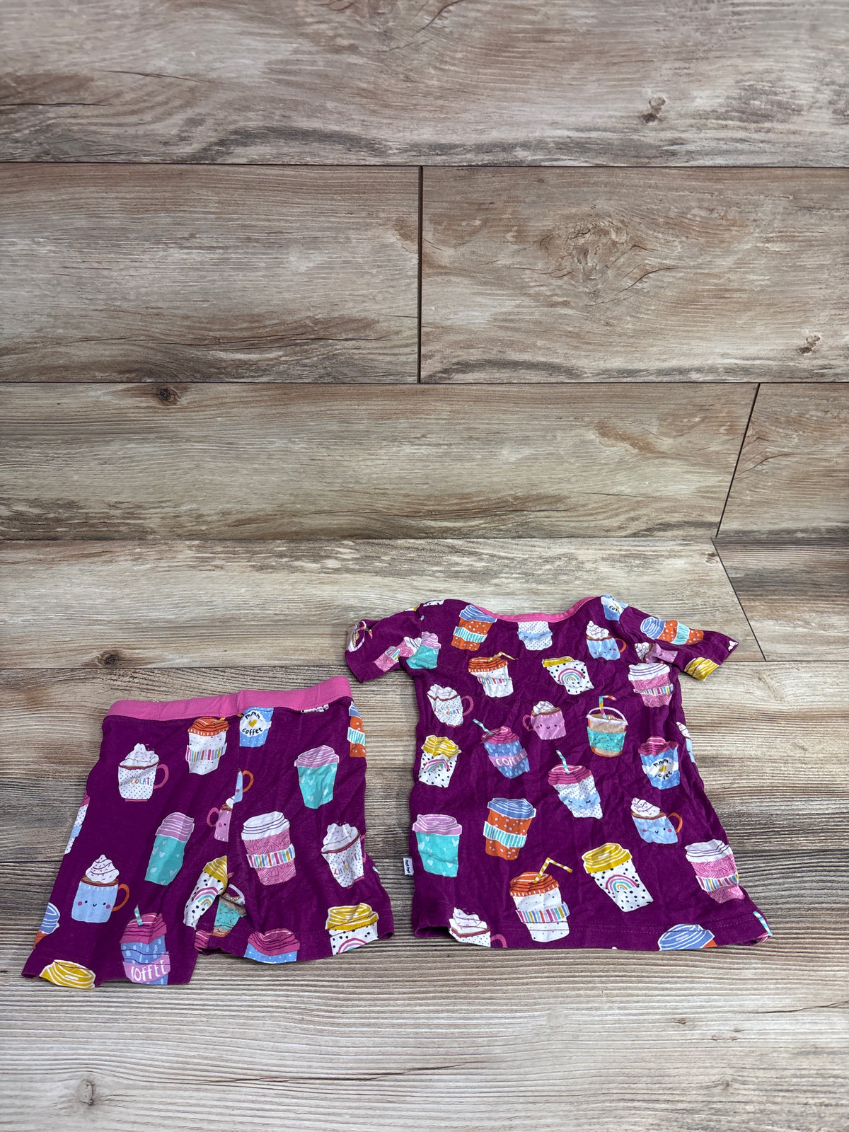 Little Sleepies Love You A Latte 2pc Bamboo Pajama Set Purple sz 18-24m