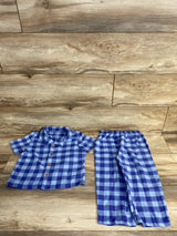 Carter's 2pc Gingham Button Up Pajama Set Blue sz 4T