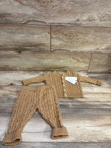 NEW Ralph Lauren 2pc Cable Knit Cardigan Sweater & Pants Set Tan sz 9m