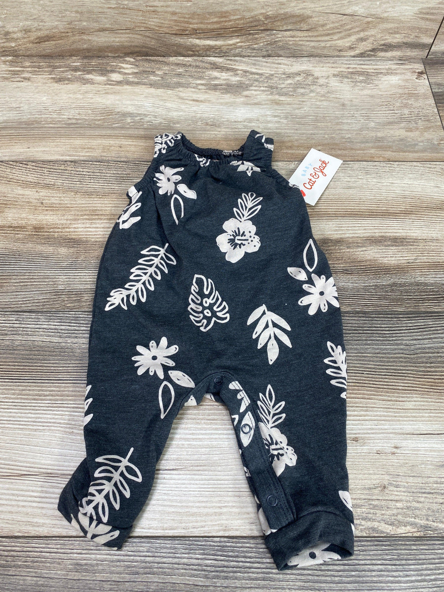 NEW Cat & Jack Grey Floral Sleeveless Romper sz Newborn - Me 'n Mommy To Be