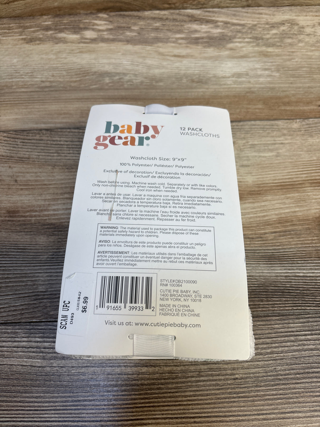 NEW Baby Gear 12pk Washcloths, Grey