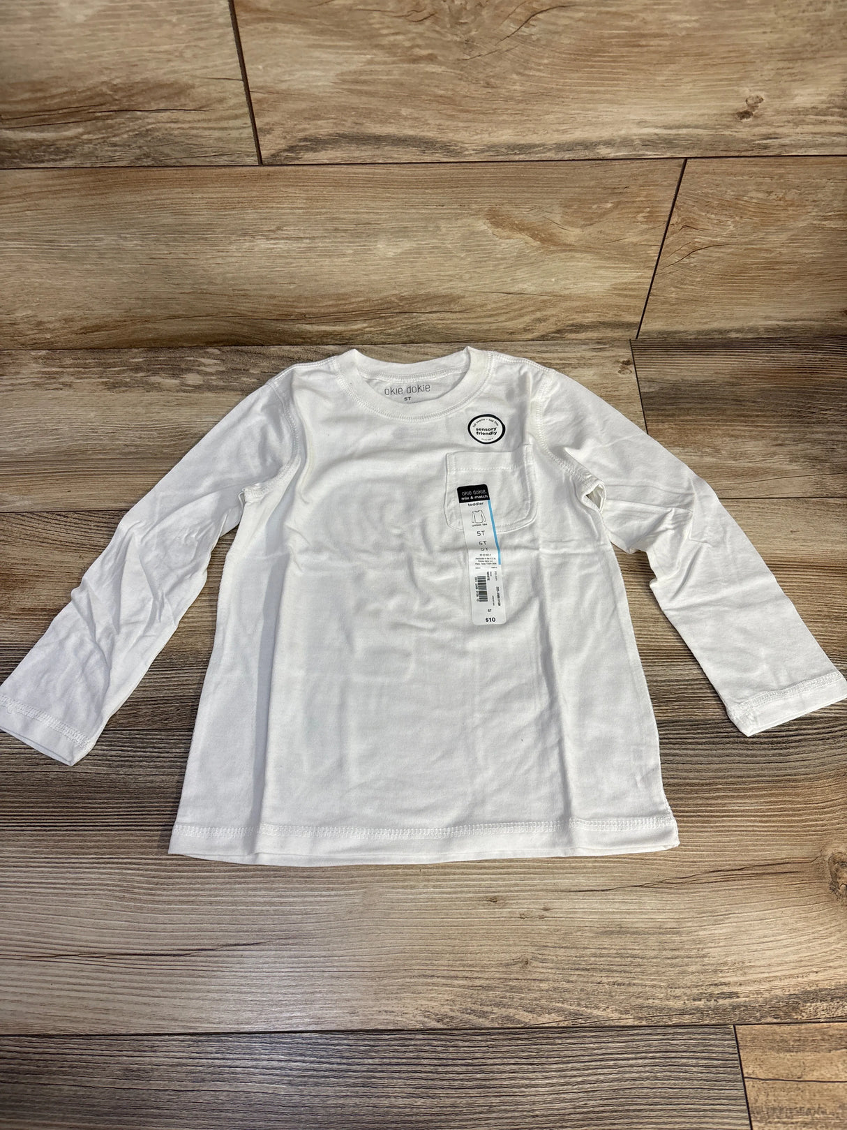 NEW Okie Dokie Solid White Pocket T-shirt sz 5T