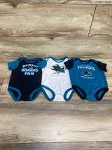 NHL 3pk San Jose Sharks Bodysuits Black/Blue sz 3-6m