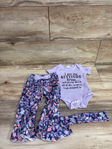 I Get My Attitude From... 3pc Floral Bodysuit Set Purple sz 3-6m