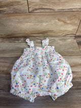Little Me Smocked Floral Shortie Romper White sz 6m