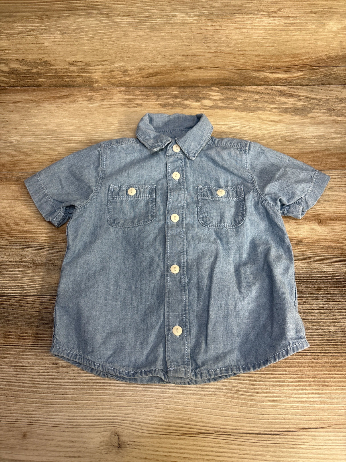 Oshkosh Chambray Button Up Shirt Blue sz 18m
