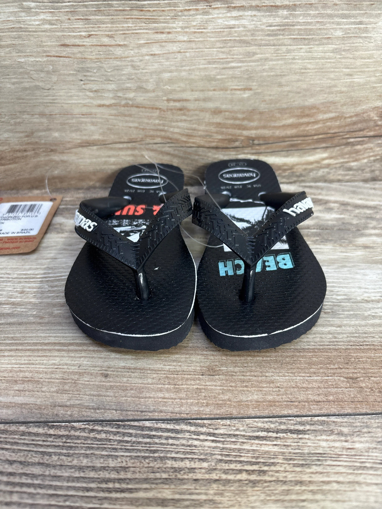 NEW Havaianas Flip Flops Beach & Surf Black sz 9c - Me n Mommy To Be