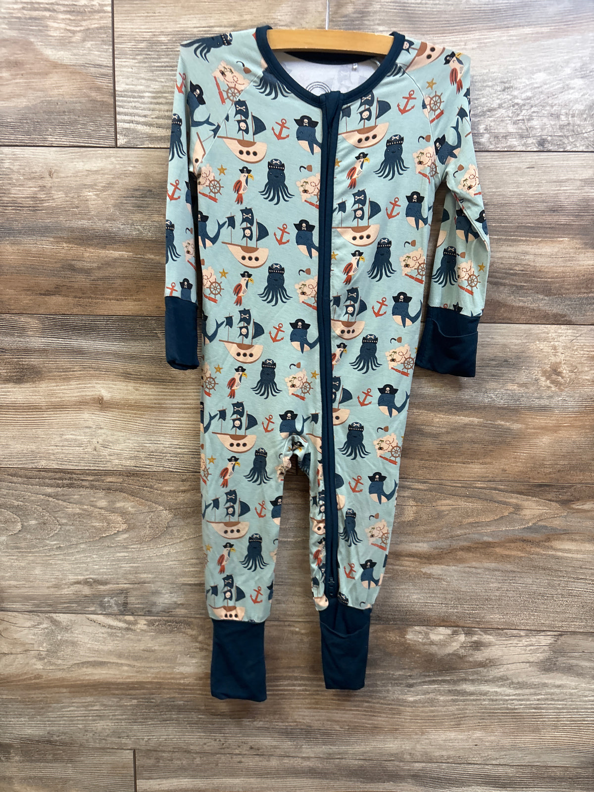 Emerson & Friends Pirate's Life Bamboo Convertible Sleeper Blue sz 18-24m