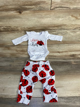 Lady Bug 2pc Bodysuit Set White sz Newborn