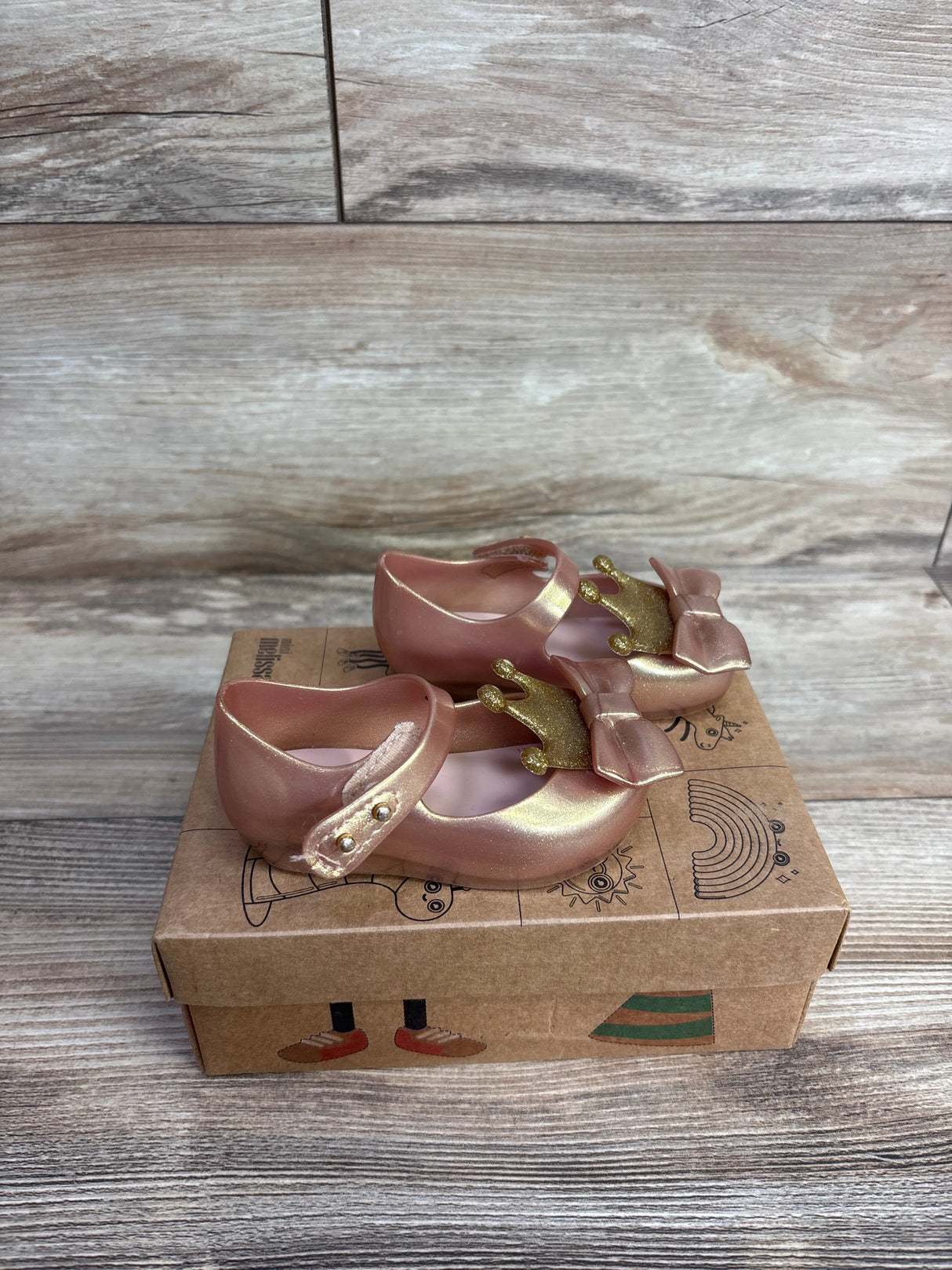 Mini Melissa 'Ultragirl Princess' Jelly Flats Metallic Pink sz 5c