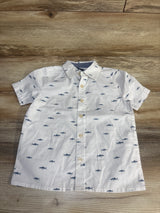 NEW OshKosh Shark Print Button Up Shirt White sz 4T