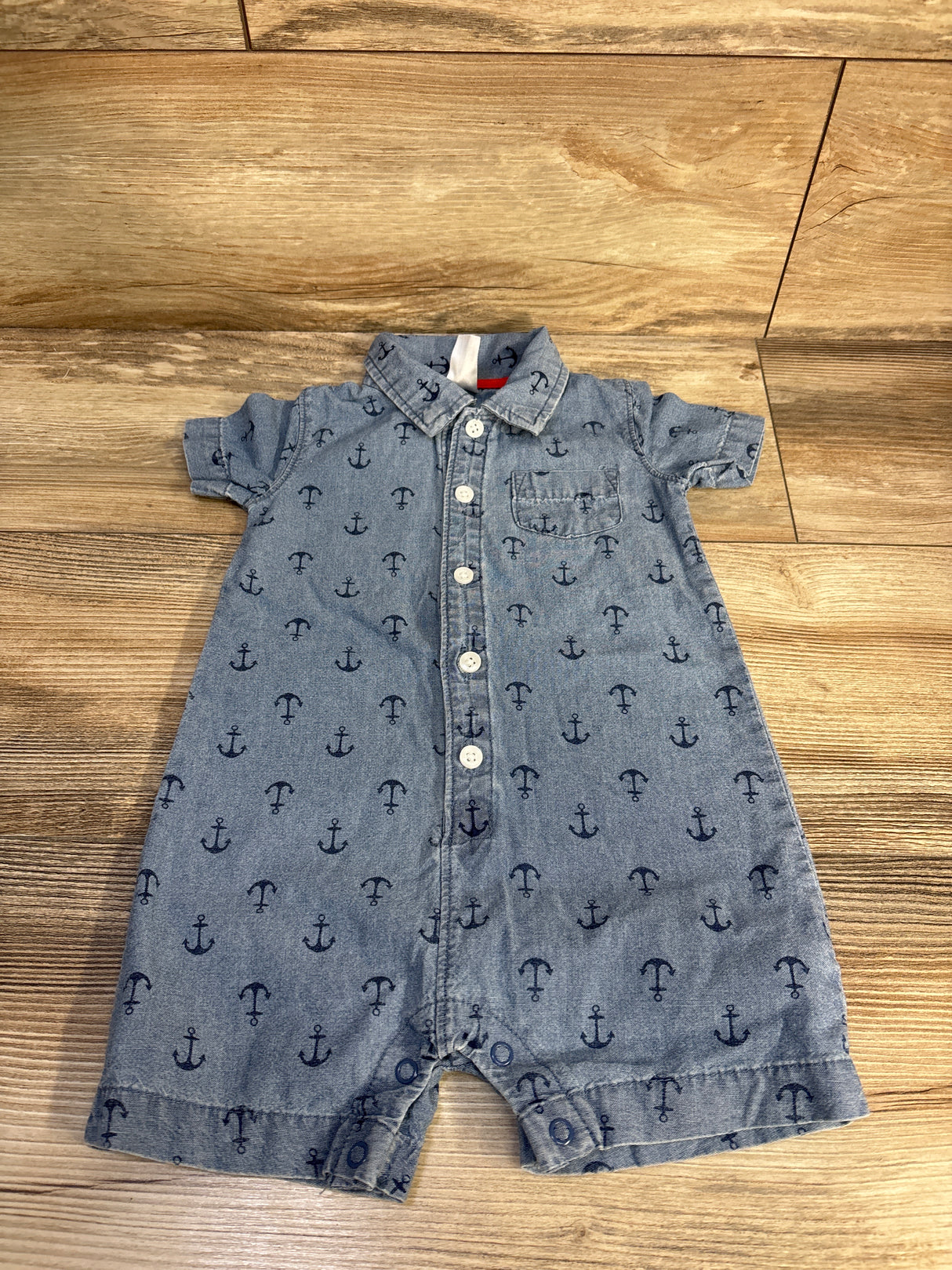 Carter's Chambray Polo Shortie Romper Blue sz 18m