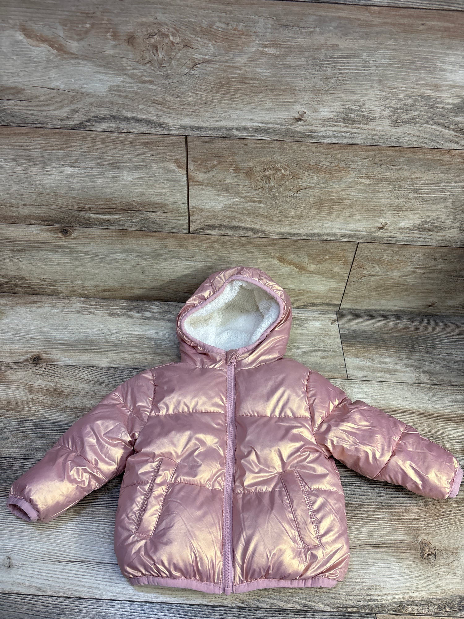 Swiss Tech Heavyweight Puffer Jacket Metallic Pink sz 18m
