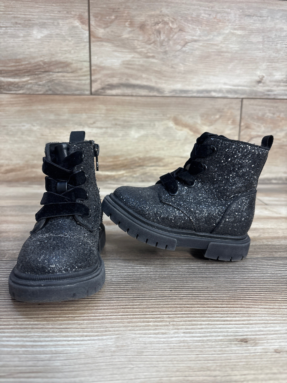 Cat & Jack Glitter Boots, Black sz 6c