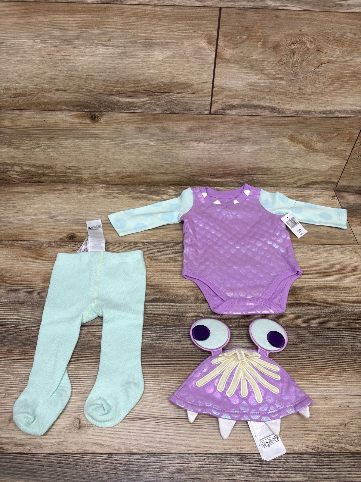 NEW Disney Store 3pc Monsters Inc. Boo Costume Purple sz 0-3m