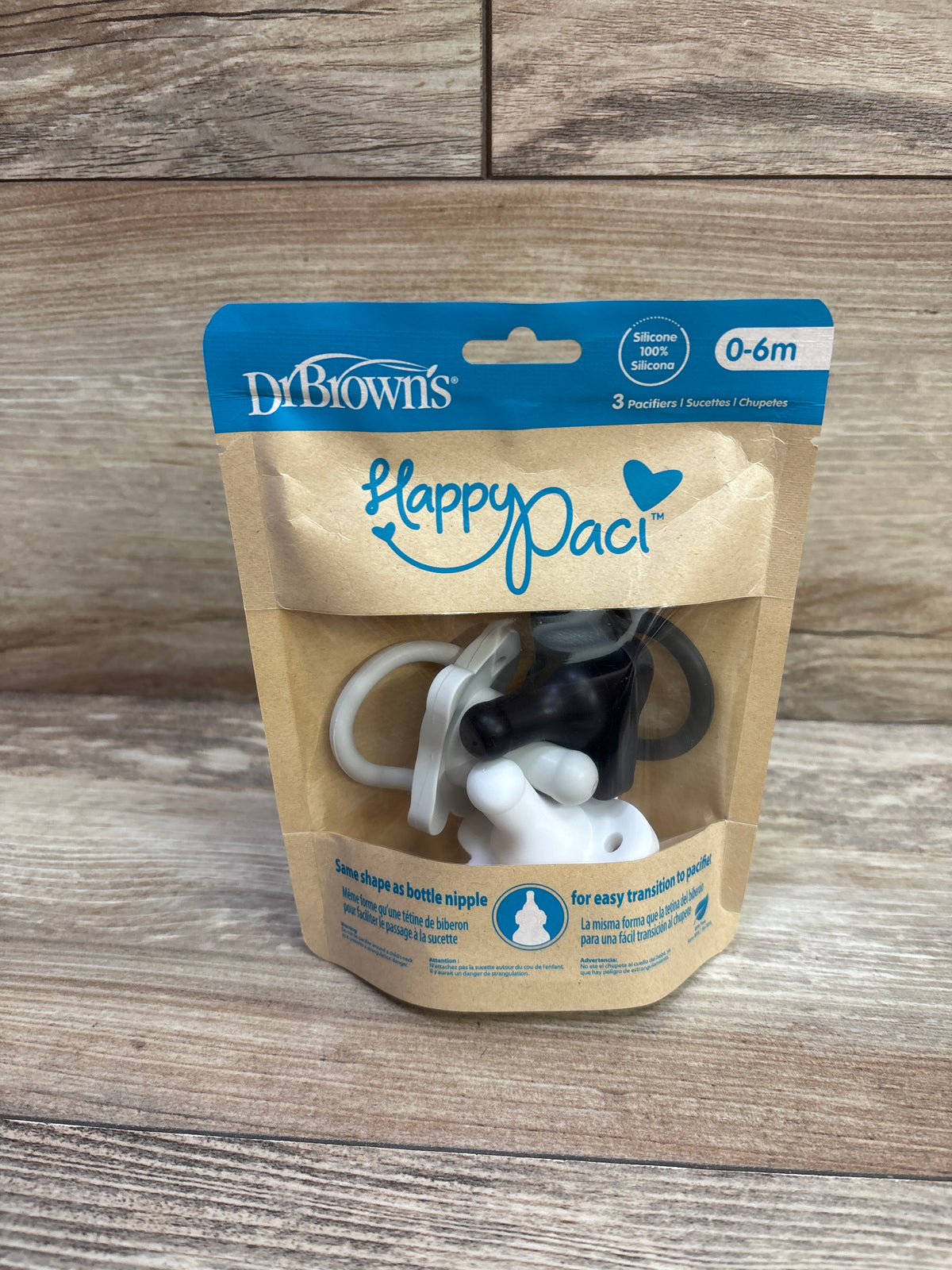 NEW Dr. Brown's Happy Paci 3pk Silicone Pacifiers 0-6m