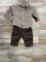 NEW Baby Gap Plaid Brown Outfit Set sz 3-6m