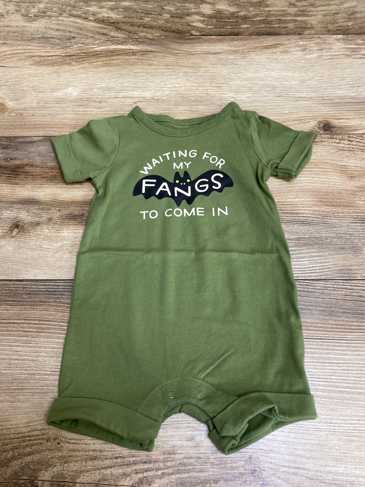 Cat & Jack Waiting For My Fangs Romper Green sz 0-3m