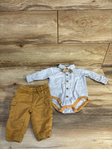 Little Lad 3pc Button-Up Bodysuit, Pants, & Bowtie Set Blue sz 0/3m